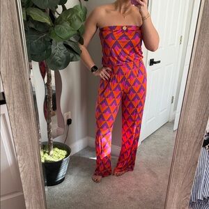 Macbeth Collection by Margaret Josephs Red and Purple Jumpsuit